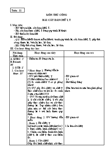 Giáo án Thủ công Lớp 3 - Tuần 11 đến 16