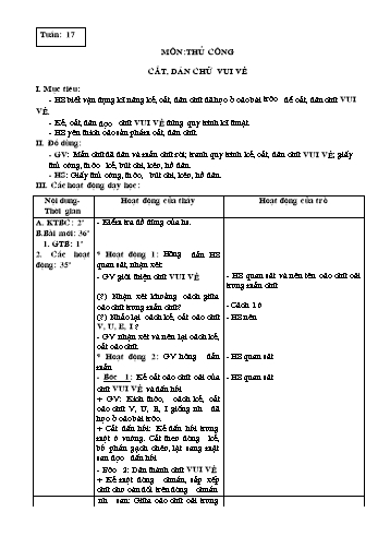 Giáo án Thủ công Lớp 3 - Tuần 17