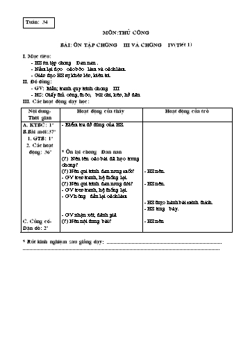 Giáo án Thủ công Lớp 3 - Tuần 34, 35