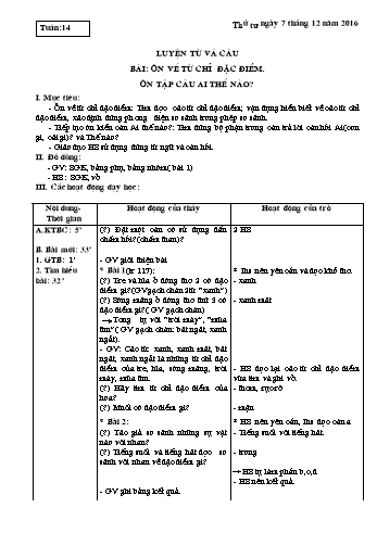 Giáo án Tiếng Việt Lớp 3 - Tuần 14, 15