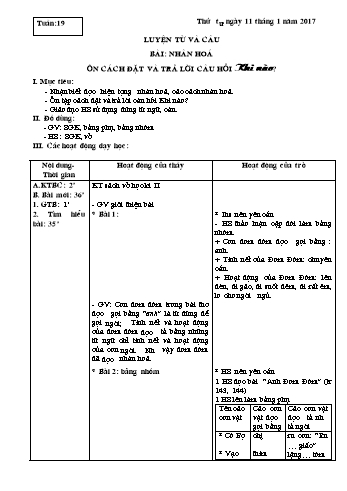 Giáo án Tiếng Việt Lớp 3 - Tuần 19, 20