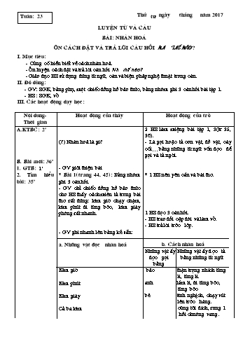 Giáo án Tiếng Việt Lớp 3 - Tuần 23, 24