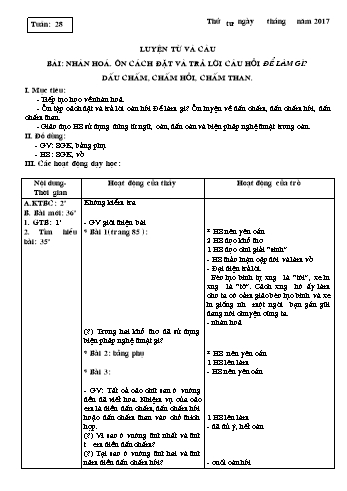 Giáo án Tiếng Việt Lớp 3 - Tuần 28, 29