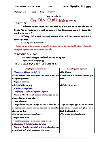 Giáo án Tiếng Việt Lớp 3 - Tuần 35 - Nguyễn Thị Hoa
