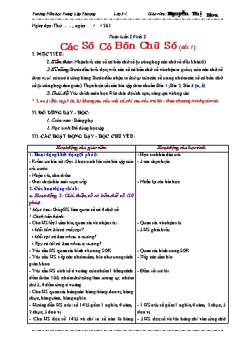 Giáo án Toán Lớp 3 - Chương trình học kì II - Nguyễn Thị Hoa