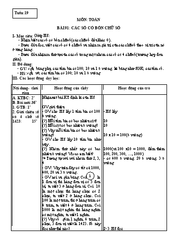 Giáo án Toán Lớp 3 - Tuần 19