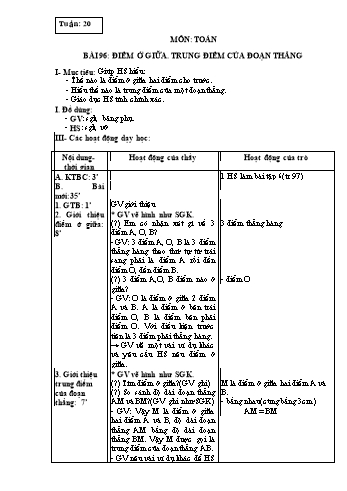 Giáo án Toán Lớp 3 - Tuần 20