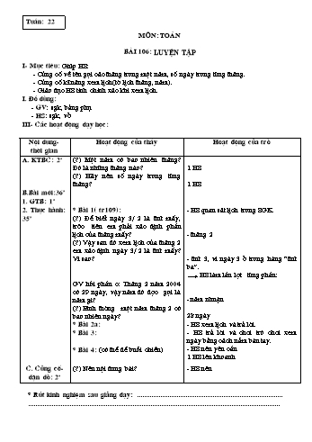 Giáo án Toán Lớp 3 - Tuần 22