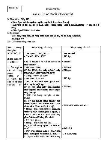 Giáo án Toán Lớp 3 - Tuần 27