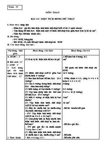 Giáo án Toán Lớp 3 - Tuần 29