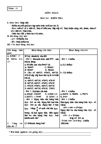 Giáo án Toán Lớp 3 - Tuần 33