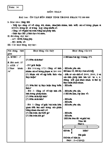 Giáo án Toán Lớp 3 - Tuần 34