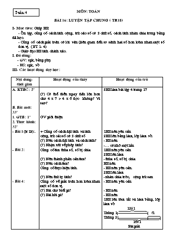 Giáo án Toán Lớp 3 - Tuần 4