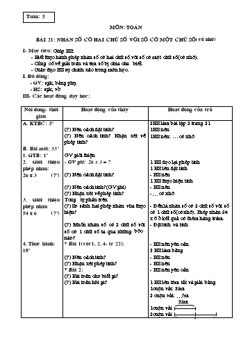 Giáo án Toán Lớp 3 - Tuần 5