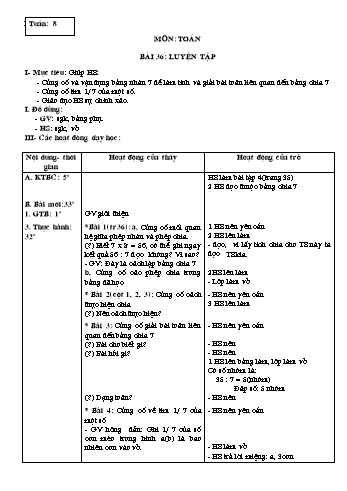 Giáo án Toán Lớp 3 - Tuần 8