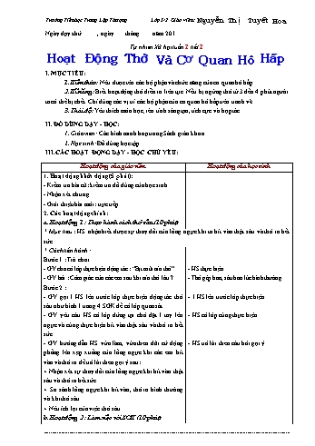 Giáo án Tự nhiên và Xã hội Lớp 3 - Chương trình học kì I - Nguyễn Thị Tuyết Hoa