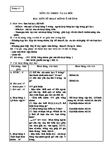 Giáo án Tự nhiên và Xã hội Lớp 3 - Tuần 13, 14