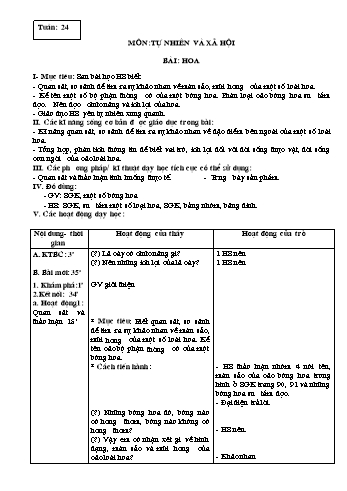 Giáo án Tự nhiên và Xã hội Lớp 3 - Tuần 24, 25, 26