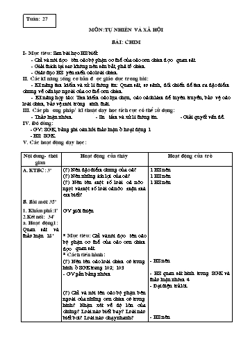 Giáo án Tự nhiên và Xã hội Lớp 3 - Tuần 27, 28, 29