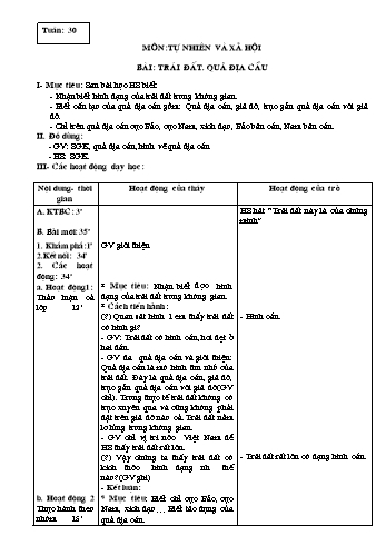 Giáo án Tự nhiên và Xã hội Lớp 3 - Tuần 30 đến 33