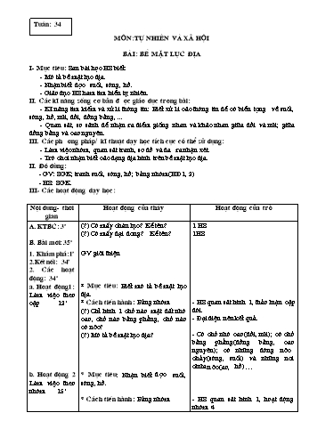 Giáo án Tự nhiên và Xã hội Lớp 3 - Tuần 34, 35