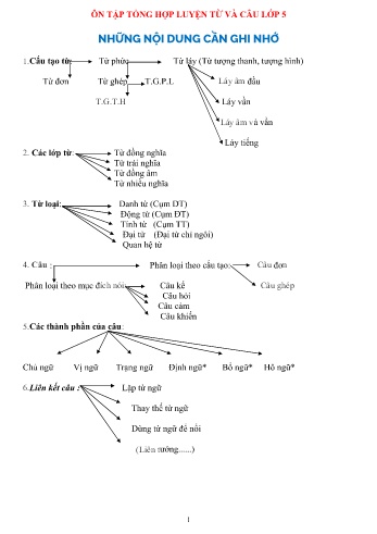 Tài liệu ôn tập tổng hợp môn Luyện từ và câu Lớp 5