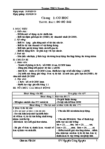 Giáo án môn Vật lý Lớp 6 - Cơ học - Nguyễn Công Nguyên