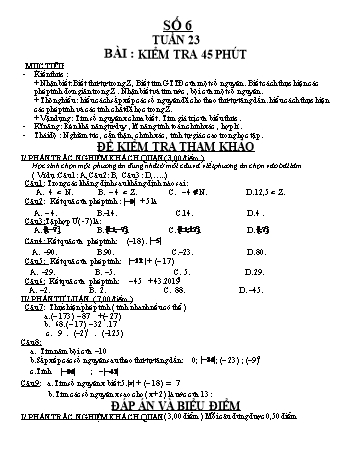 Giáo án Số học + Hình học Lớp 6 - Tuần 23+24 (Có bài tập)