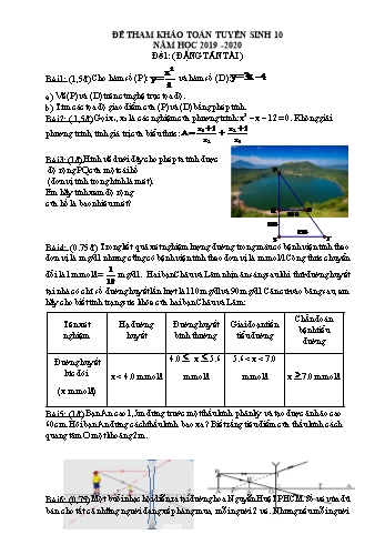 10 đề tuyển sinh Lớp 10 môn Toán học - Năm học 2019-2020 (Có đáp án)