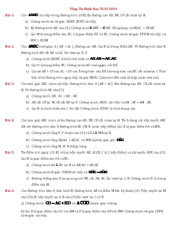 50 bài luyện thi môn Toán vào Lớp 10 - Hình học - Năm 2019