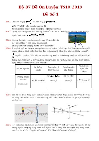 87 đề luyện thi tuyển sinh Lớp 10 môn Toán học - Năm học 2019-2020