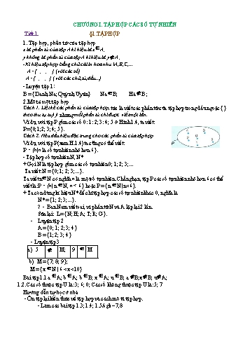 Bài giảng môn Toán học Lớp 6 - Chương 1: Tập hợp các số tự nhiên (Tiết 1 đến 4)