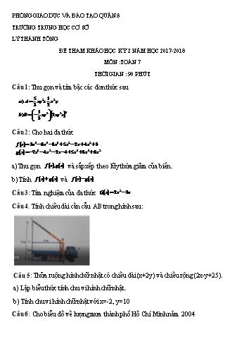 Đề tham khảo học kỳ 2 môn Toán học Lớp 7 - Năm học 2017-2018 - Trường THCS Lý Thánh Tông (Có đáp án)