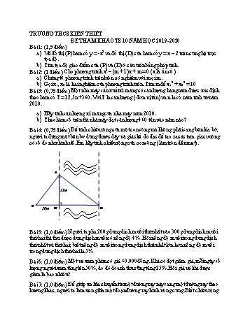 Đề tham khảo thi tuyển sinh Lớp 10 môn Toán học (Đề 2) - Năm học 2019-2020 - Trường THCS Kiến Thiết (Có đáp án)