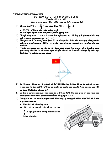 Đề tham khảo thi tuyển sinh Lớp 10 môn Toán học - Năm học 2019-2020 - Trường THCS Phong Phú (Có đáp án + Thang điểm)