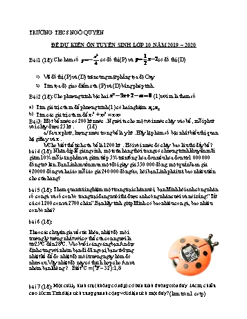 Đề tham khảo thi tuyển sinh Lớp 10 môn Toán học - Năm học 2019-2020 - Trường THCS Ngô Quyền (Có đáp án)