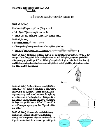 Đề tham khảo thi tuyển sinh Lớp 10 môn Toán học - Trường THCS Nguyễn Văn Quỳ (Có đáp án)