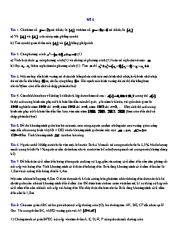 Đề thi thử tuyển sinh vào Lớp 10 môn Toán - Đề 5 (Có đáp án)
