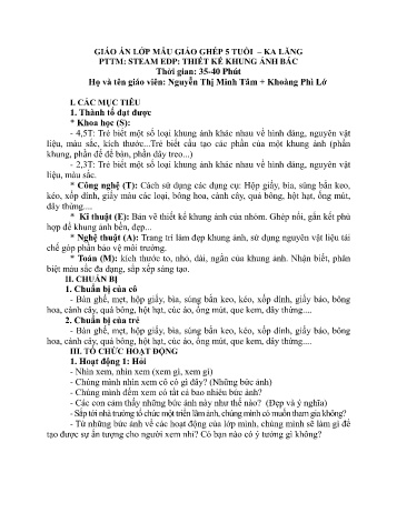 Giáo án Mầm non Lớp Mầm, Chồi - PTTM: Thiết kế khung ảnh Bác - Nguyễn Thị Minh Tâm