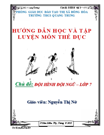 Giáo án môn Thể dục Lớp 7 - Chủ đề: Đội hình đội ngũ - Năm học 2021-2022 - Nguyễn Thị Nở