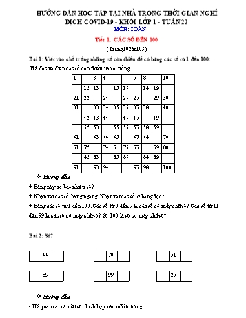Giáo án môn Toán học Lớp 1 - Tuần 22, Tiết 1 đến 3