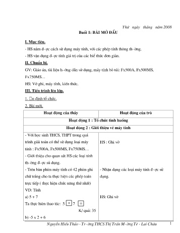 Giáo án Tin học Lớp 9 - Các bước giải bài toán trên máy tính (20 buổi) - Nguyễn Hiếu Thảo