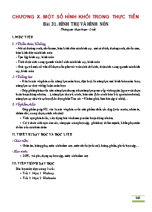 Kế hoạch bài dạy môn Toán học Lớp 9 - Chương 10: Một số hình khối trong thực tiễn - Cung Thế Anh