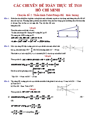 Ôn thi vào Lớp 10 môn Toán học - Chuyên đề 2: Thấu kính-Talet-Pitago-Hệ thức lượng