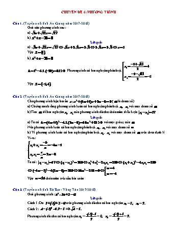 Toán tuyển sinh vào Lớp 10 - Chuyên đề 6: Phương trình - Năm học 2017-2018 (Có đáp án)