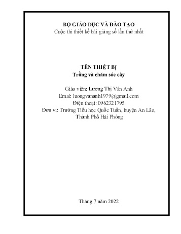 Bài giảng số Trồng và chăm sóc cây - Lương Thị Vân Anh