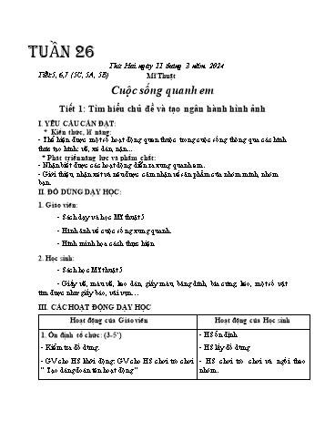 Giáo án Mĩ thuật Lớp 5 - Tuần 26: Cuộc sống quang em - Tiết 1: Tìm hiểu chủ đề và tạo ngân hàng hình ảnh