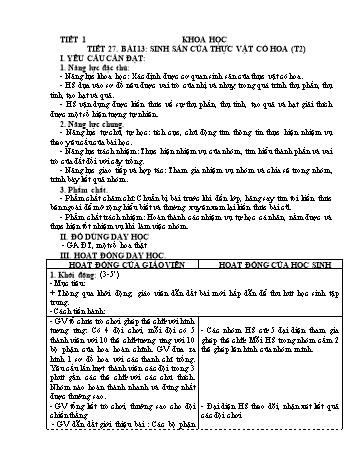 Kế hoạch bài dạy môn Khoa học Lớp 5 (Kết nối tri thức) - Tuần 14: Chủ đề 3 Thực vật và động vật - Bài 13 + 14