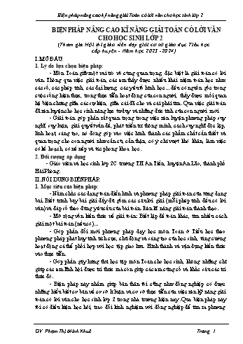 Sáng kiến Biện pháp nâng cao kỹ năng giải Toán có lời văn cho học sinh lớp 2