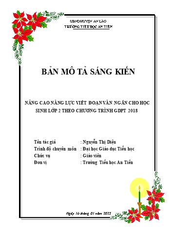 Sáng kiến Nâng cao năng lực viết đoạn văn ngắn cho học sinh lớp 2 theo chương trình GDPT 2018